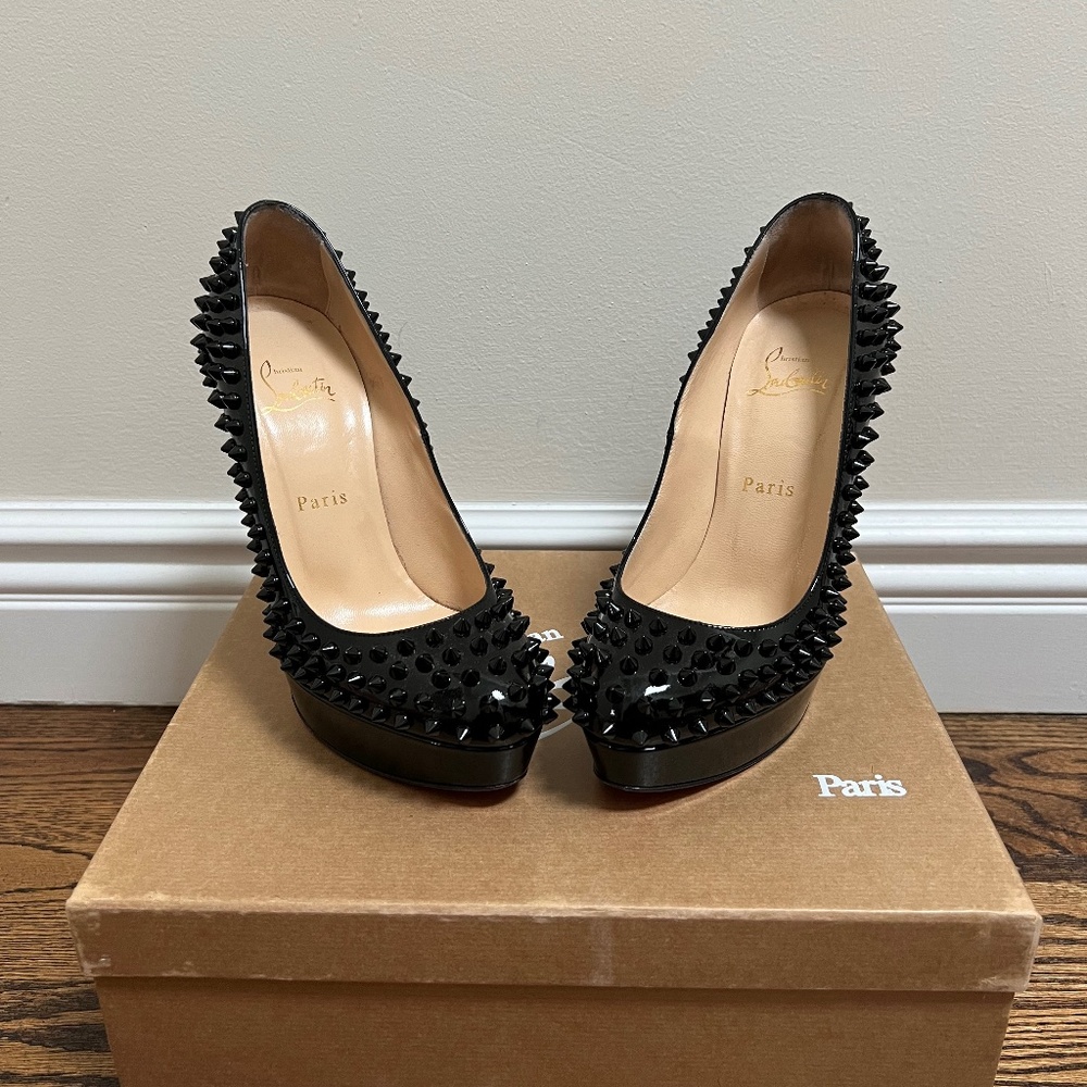 Christian Louboutin Black Patent Alti 160 Spiked Pumps